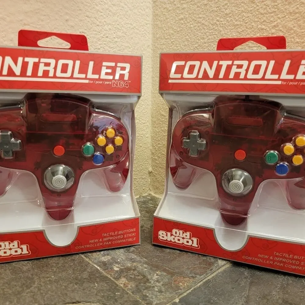 2 N64 Controllers - Watermelon Red (NEW) - Nintendo64 - Funtastic Color